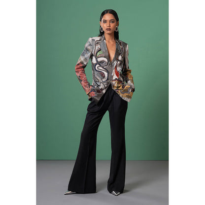 Advait Grey Ecru Embroidered and Embellished Blazer
