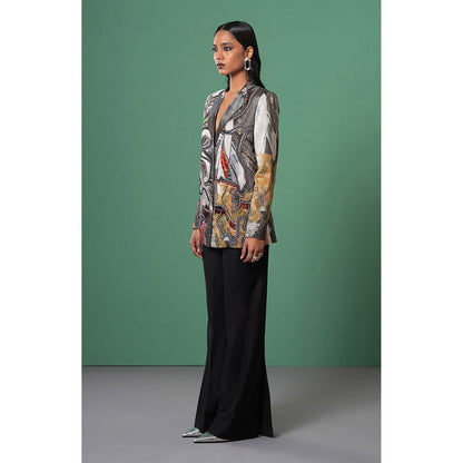 Advait Grey Ecru Embroidered and Embellished Blazer