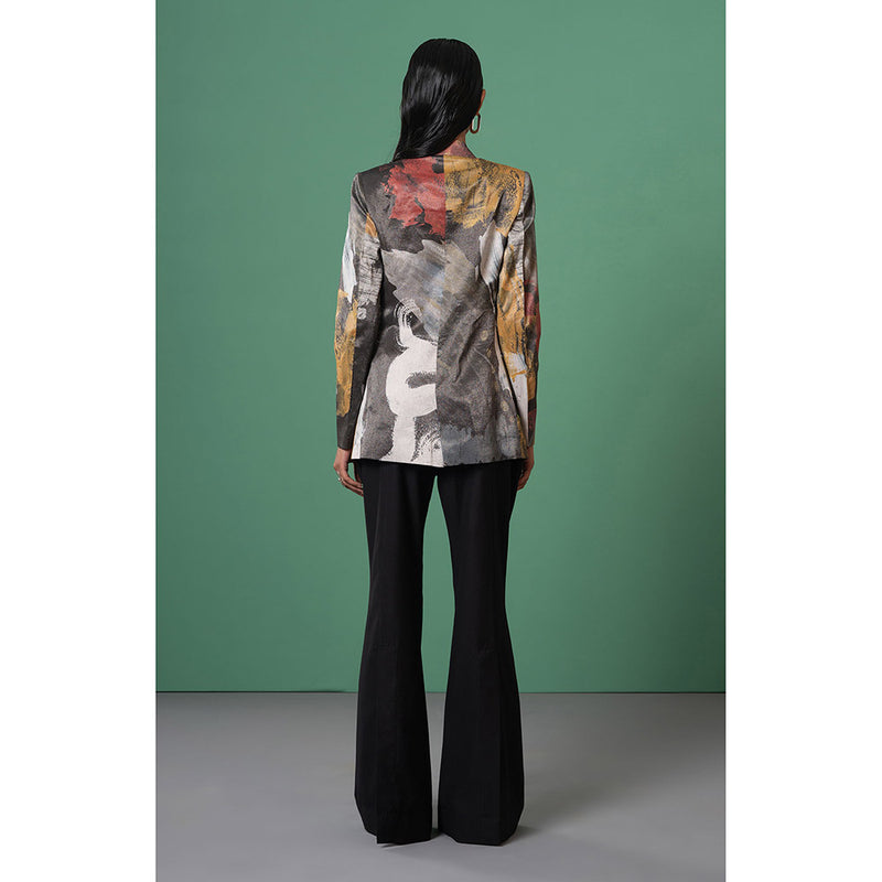 Advait Grey Ecru Embroidered and Embellished Blazer