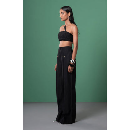 Advait Black Kuro Pleated Bralette and Trouser (Set of 2)
