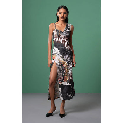 Advait Grey Chasm Midi Dress