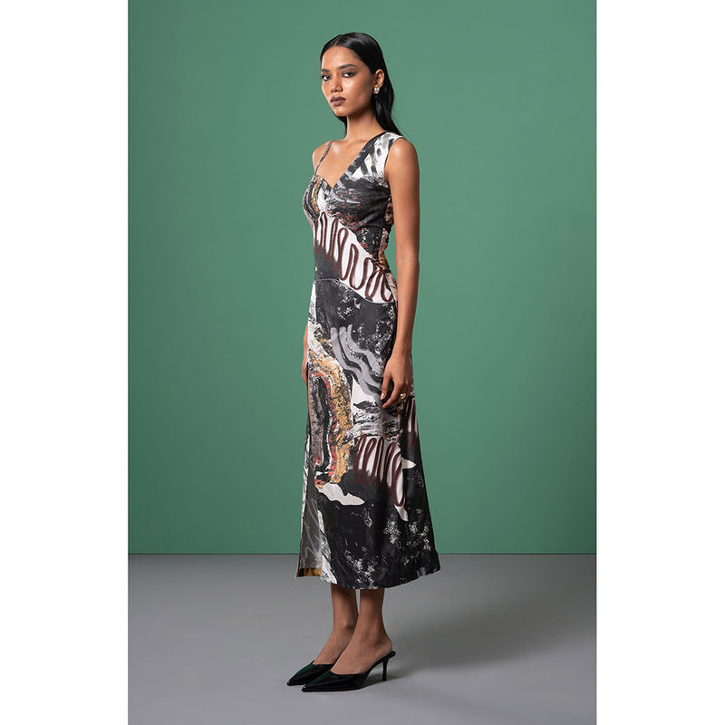 Advait Grey Chasm Midi Dress