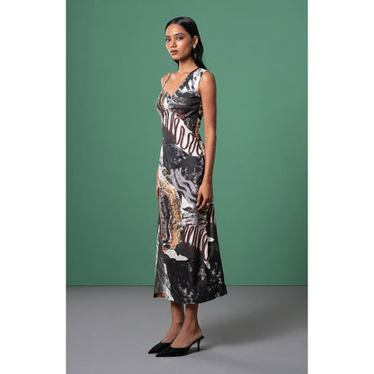 Advait Grey Chasm Midi Dress