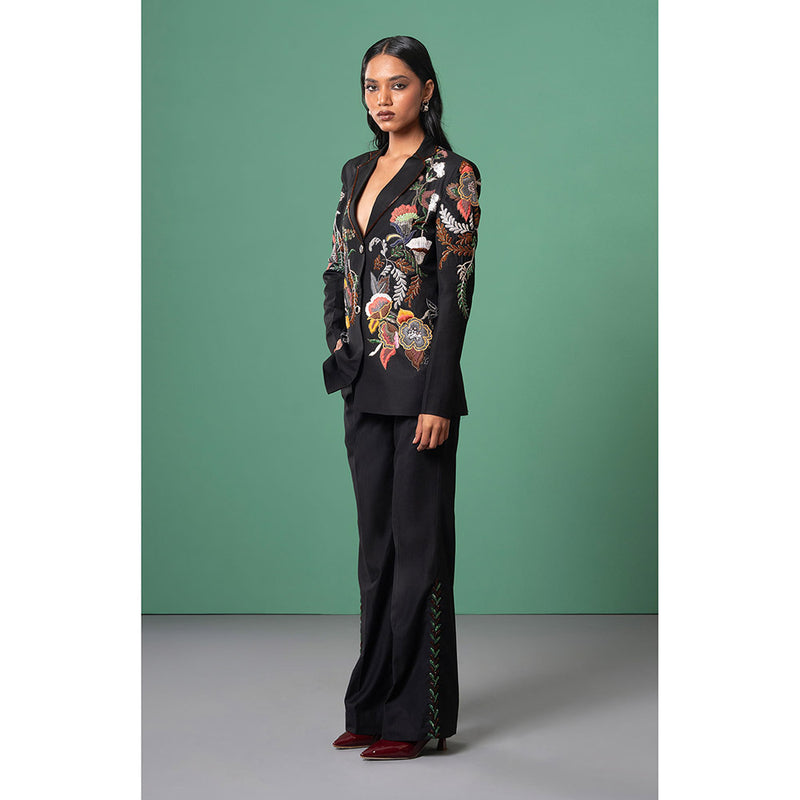 Advait Black Kuro Embroidered Blazer and Trouser (Set of 2)