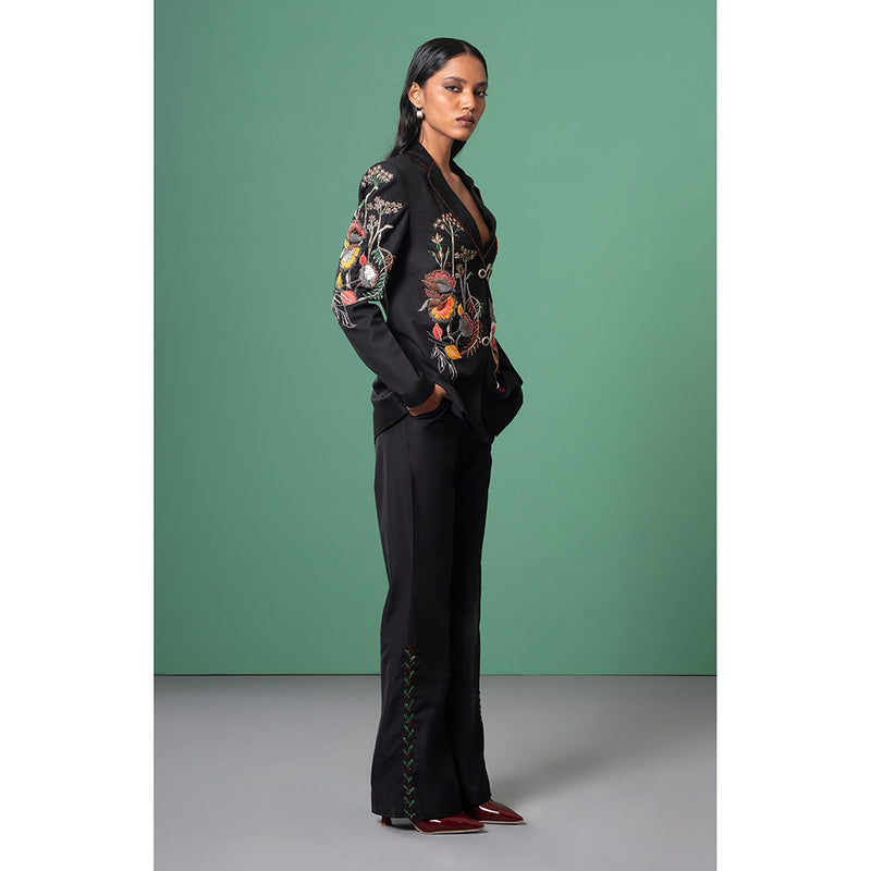Advait Black Kuro Embroidered Blazer and Trouser (Set of 2)
