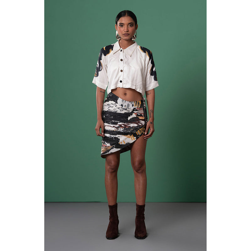 Advait White Ichi Cross Placket Shirt