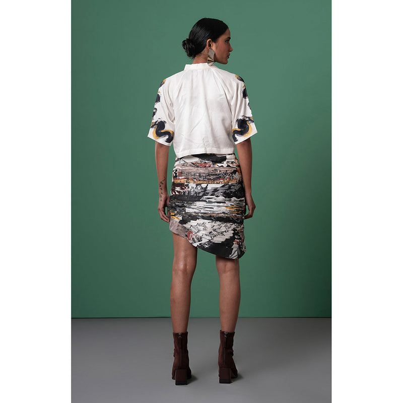 Advait White Ichi Cross Placket Shirt