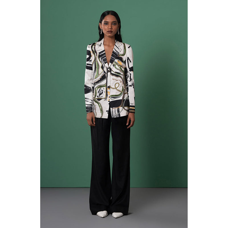 Advait White Beru Embellished and Embroidered Blazer