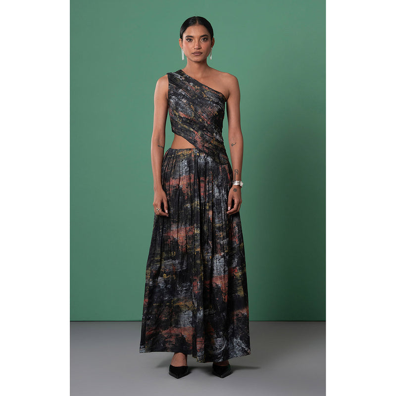 Advait Black Kage Printed Maxi Dress