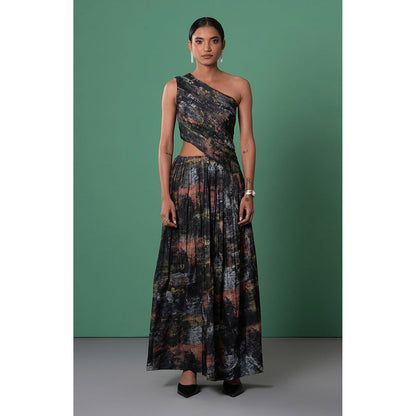 Advait Black Kage Printed Maxi Dress