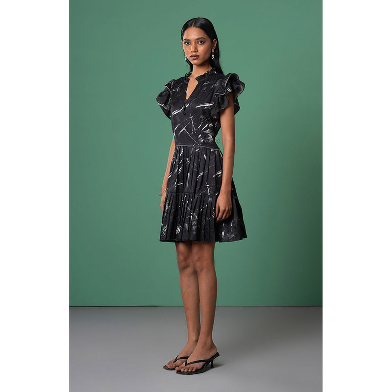 Advait Black Onyx Ruffled Dress