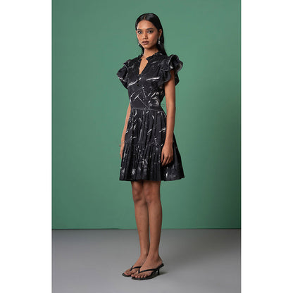 Advait Black Onyx Ruffled Dress