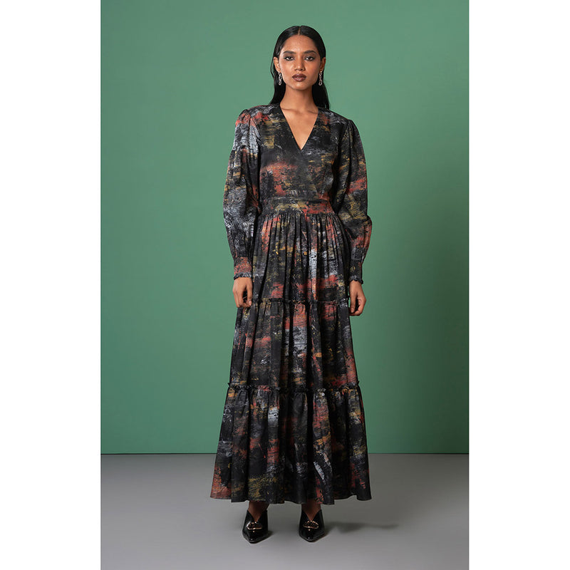 Advait Black Kage Tiered Dress