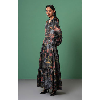 Advait Black Kage Tiered Dress