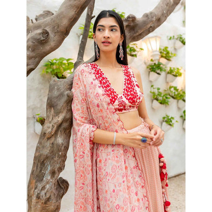 1999AD Ilayda Peach Lehenga & Blouse & Dupatta (Set of 3)