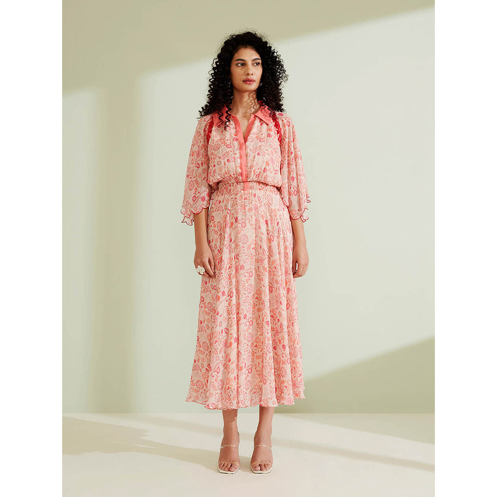 1999AD Arbor Peach Floral Dress