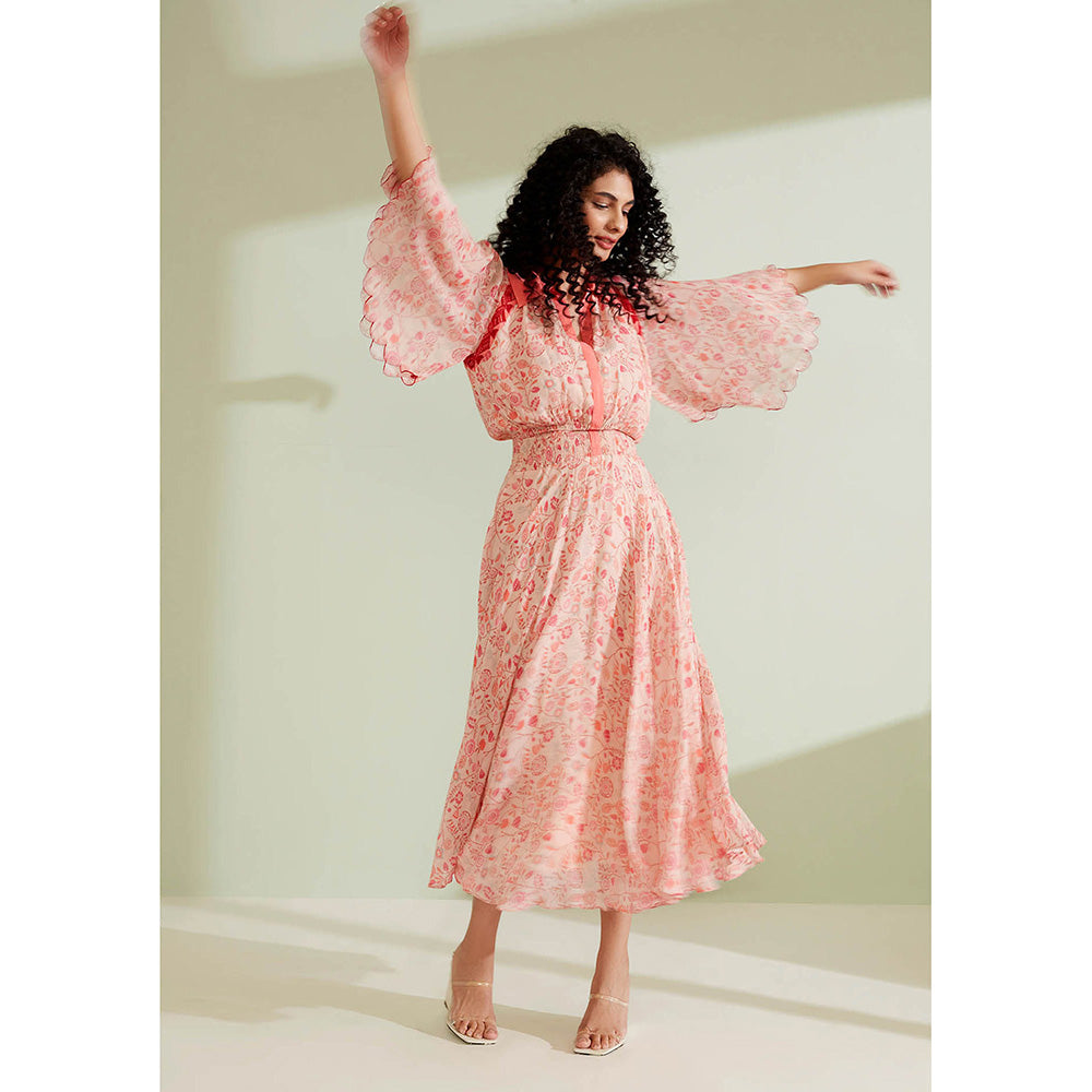 1999AD Arbor Peach Floral Dress