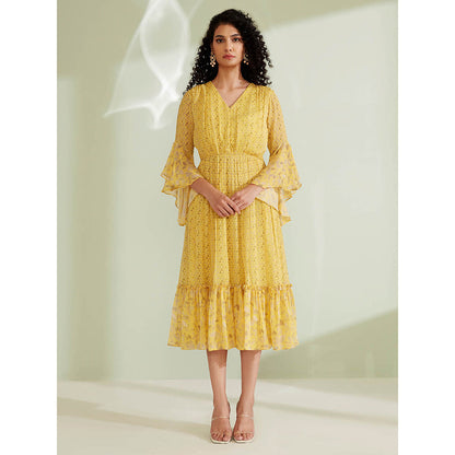 1999AD Rue Yellow Printed Dress