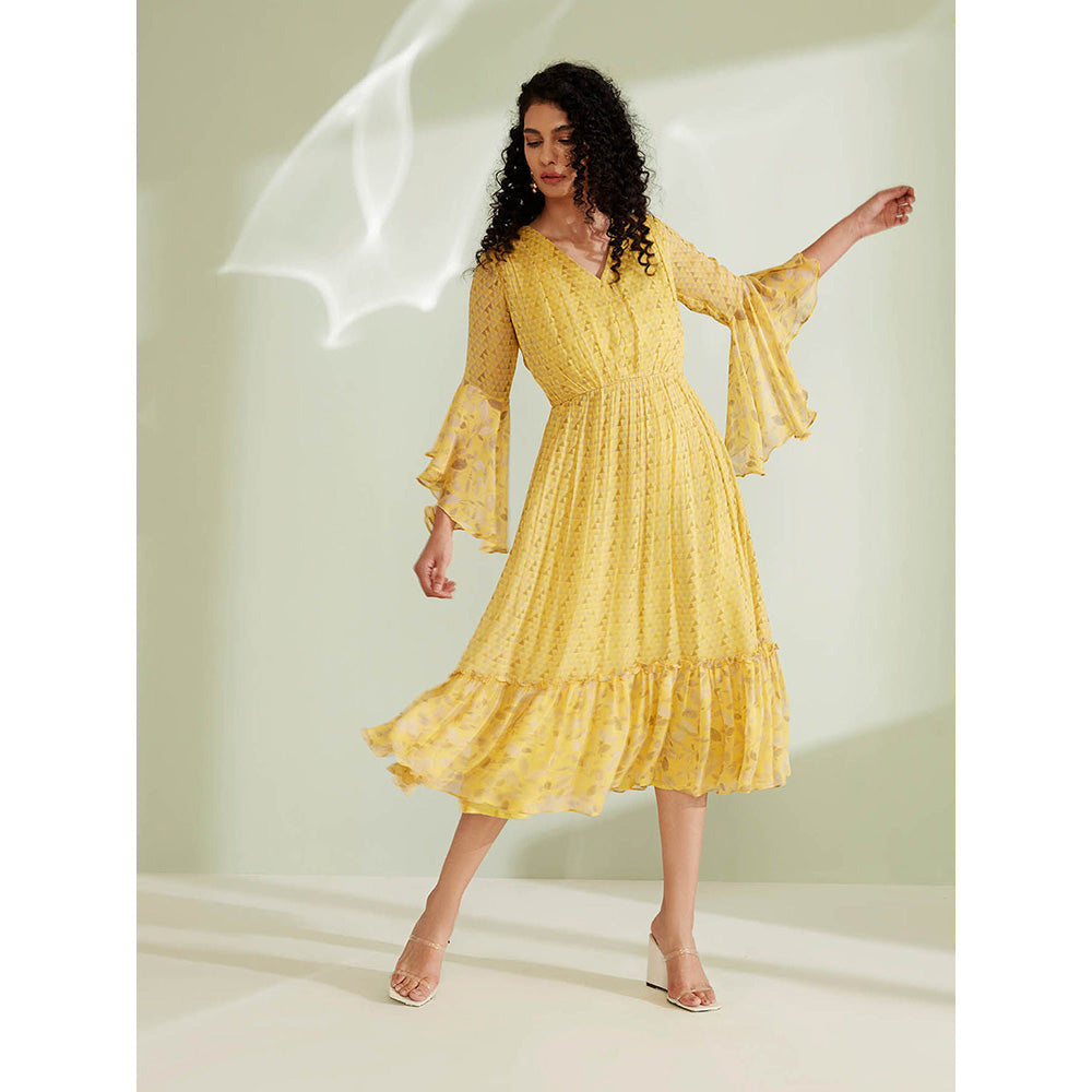 1999AD Rue Yellow Printed Dress