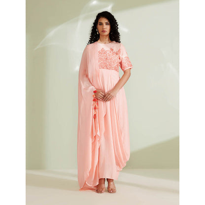 1999AD Winnik Peach Draped Gown