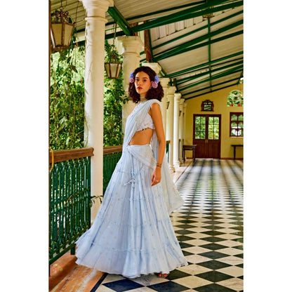 1999AD Blue Lehenga With Blouse And Dupatta (Set of 3)