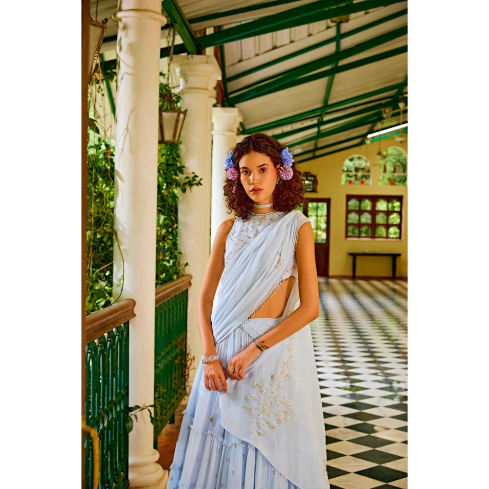 1999AD Blue Lehenga With Blouse And Dupatta (Set of 3)