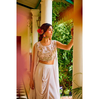 1999AD Beige Cape With Top And Skirt (Set of 3)