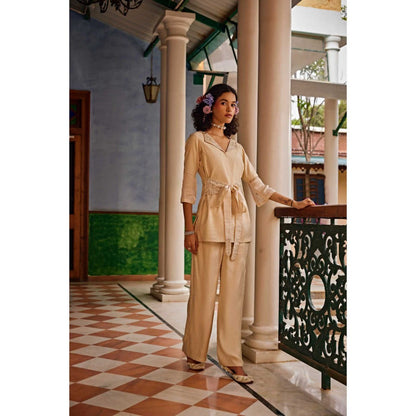 1999AD Beige Linen Satin Co-Rd (Set of 2)