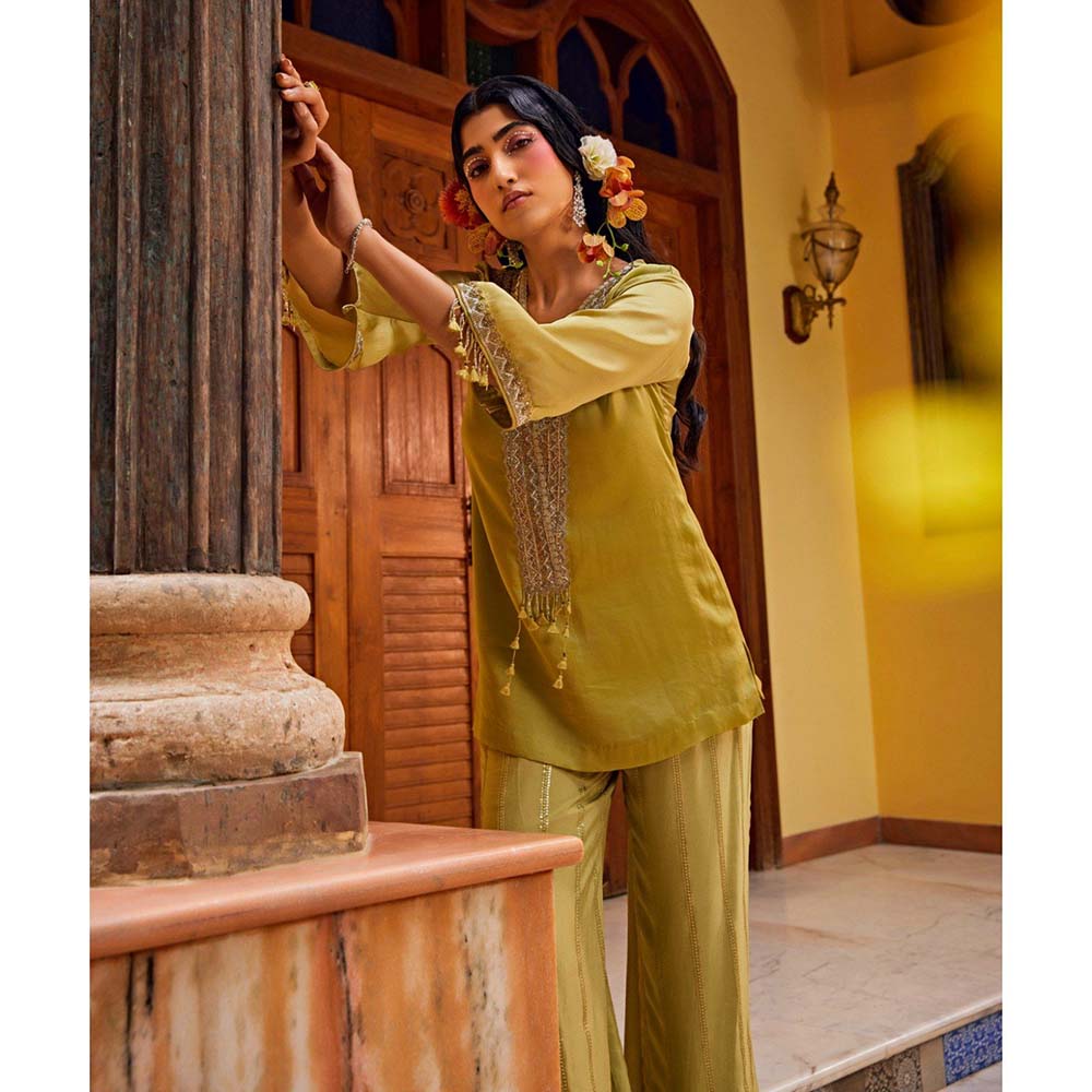 1999AD Olive Chiffon Sequenced Co-Ord (Set of 2)