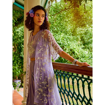 1999AD Lavender Top With Skirt And Cape (Set of 3)