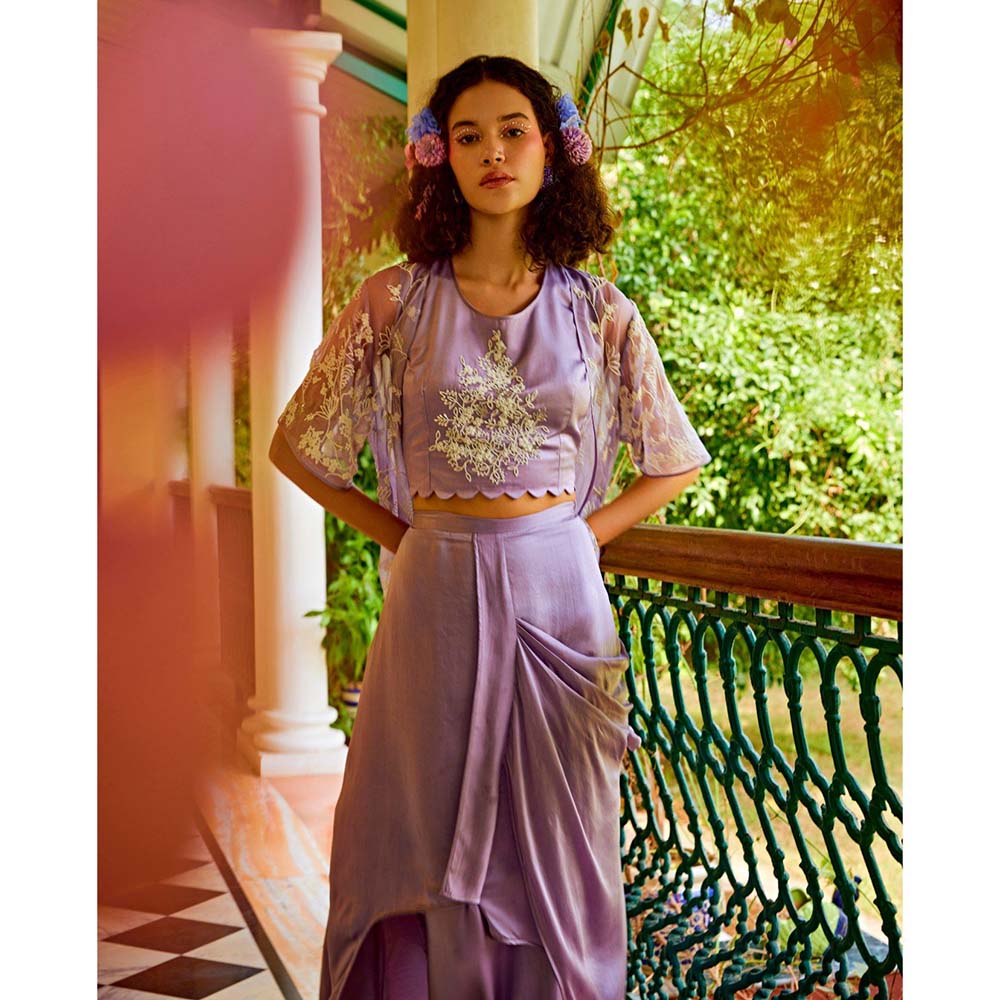 1999AD Lavender Top With Skirt And Cape (Set of 3)