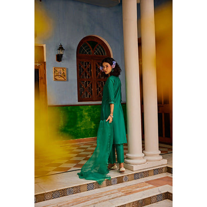 1999AD Forest Green Kurta With Pant (Set of 2)