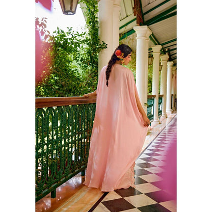 1999AD Pink Pre-Stitched Saree With Stitched Blouse And Cape