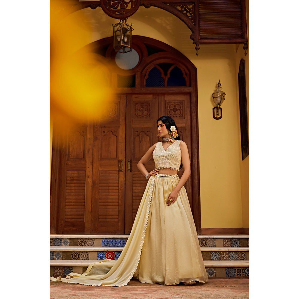 1999AD Cream Lehenga With Blouse And Dupatta (Set of 3)