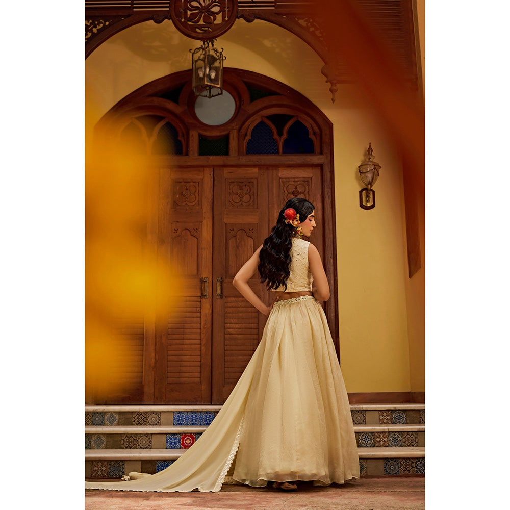 1999AD Cream Lehenga With Blouse And Dupatta (Set of 3)