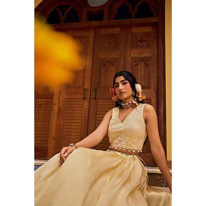 1999AD Cream Lehenga With Blouse And Dupatta (Set of 3)