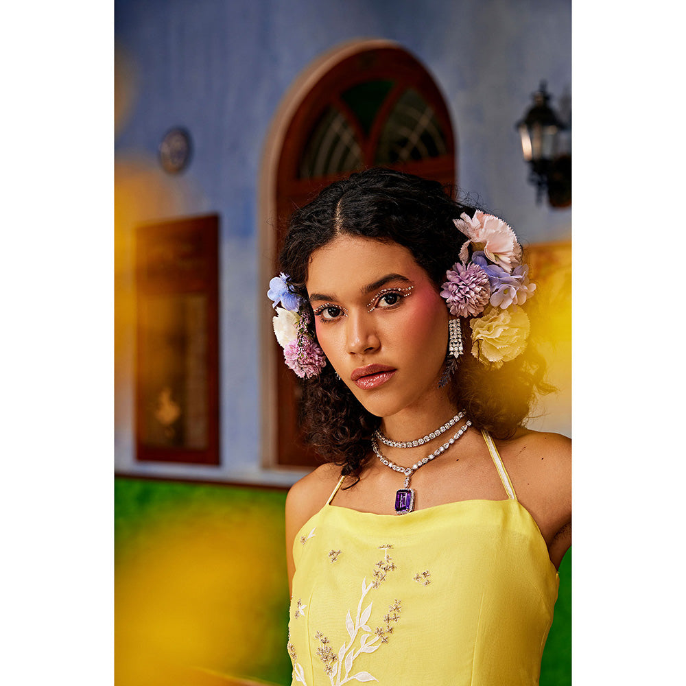 1999AD Yellow Halter Sharara with Kurta and Dupatta (Set of 3)