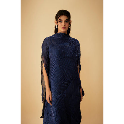 1999AD Drape Dress with Inner- Navy Blue (Set of 2)