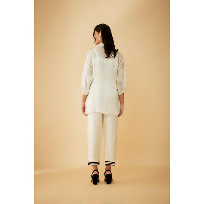 1999AD Organza White Kat dana Embroidery Co-Ord (Set of 2)