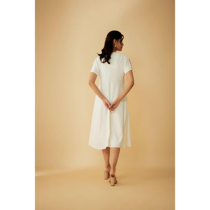 1999AD Sarin Off-white Applique And Beads Embroidery Dress