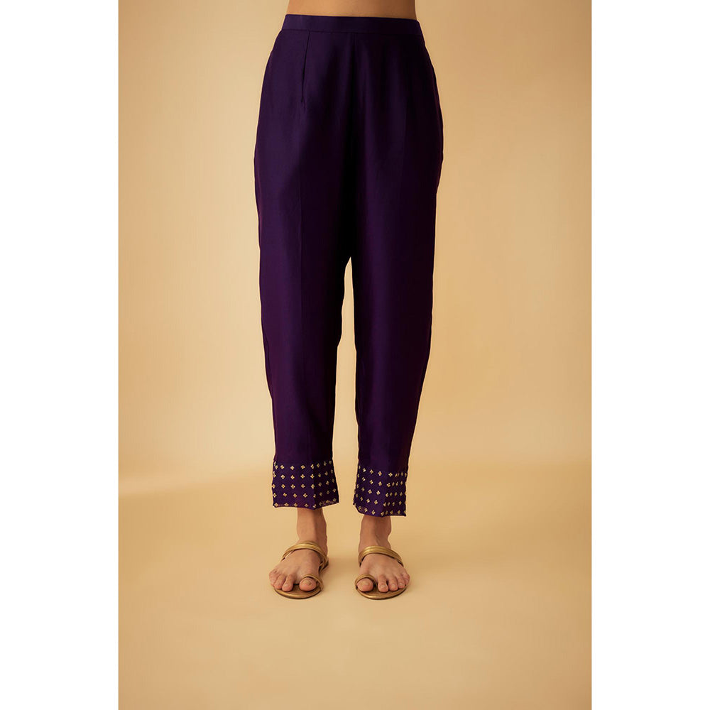 1999AD Purple Kurta With Embroidered Tassels Kurta with Pant and Dupatta (Set of 3)