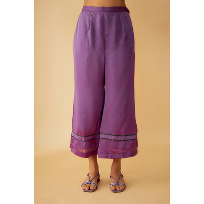 1999AD Lavender Organza Applique Green Kat dana Embroidery Co-Ord (Set of 3)