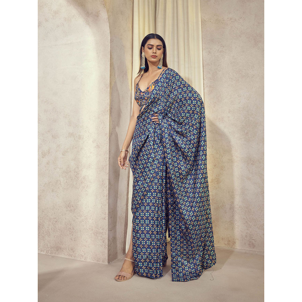 AFFROZ Maaya Pre Drape Saree with Butterfly Style Stitched Blouse