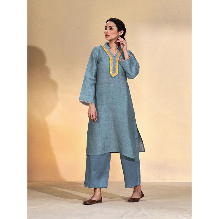 AFFROZ Taarof Muse Blue Kurta with Palazzo (Set of 2)