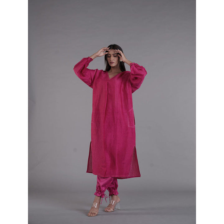 AFFROZ Asal Hot Pink Kurta with Pant (Set of 2)