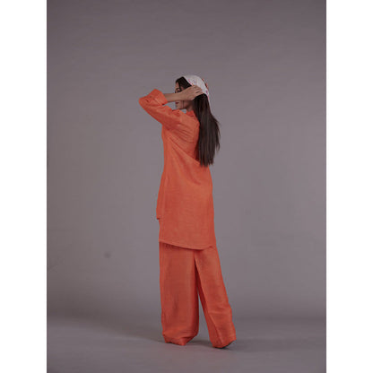 AFFROZ Asal Orange Shirt and Pant (Set of 2)