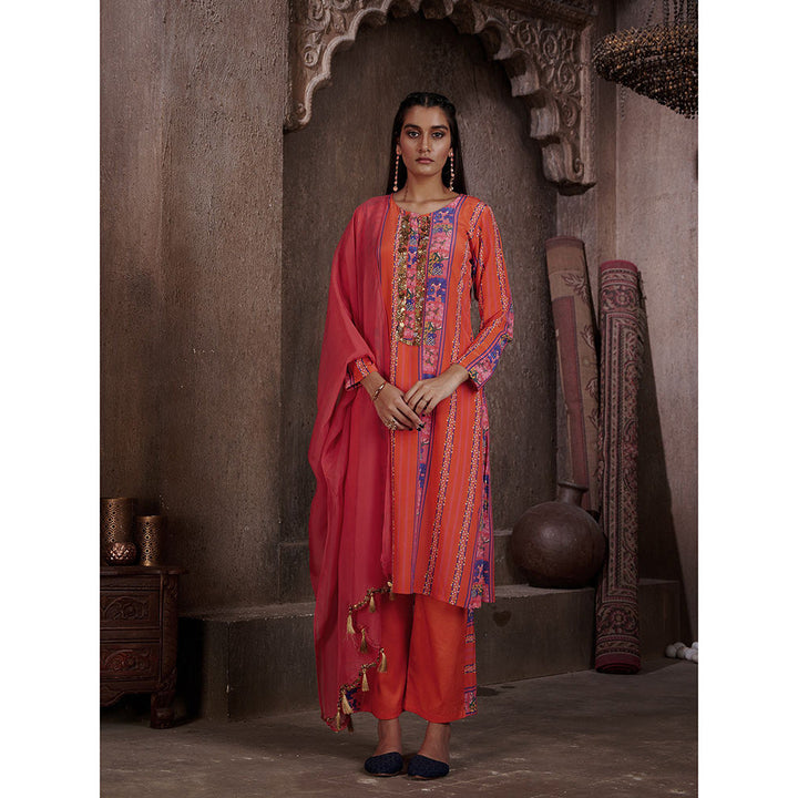 AFFROZ Aarya Straight Kurta with Pant and Dupatta (Set of 3)