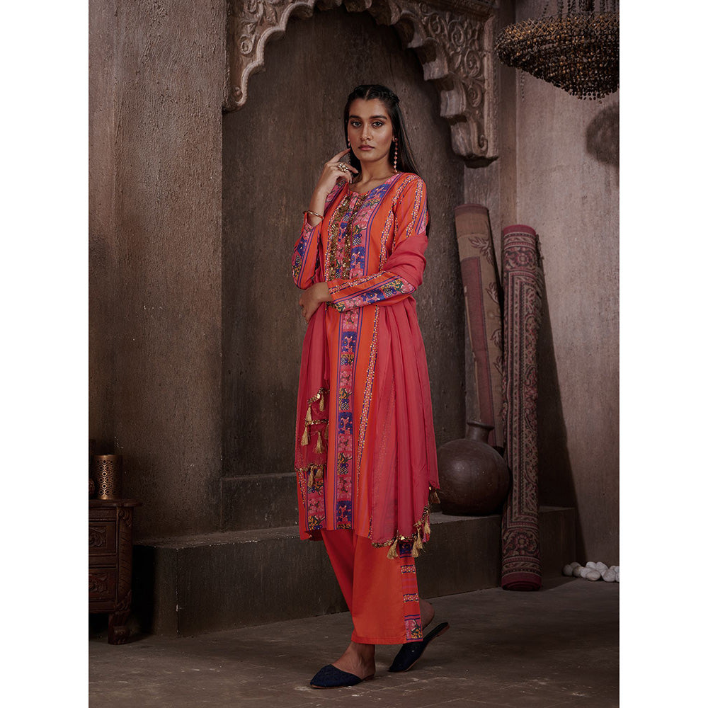 AFFROZ Aarya Straight Kurta with Pant and Dupatta (Set of 3)