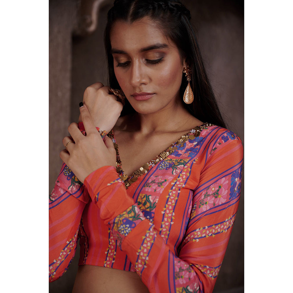 AFFROZ Aarya Red Lehenga with Blouse and Dupatta (Set of 3)