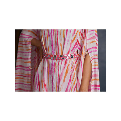 AFFROZ White Blossom Floral Printed Kurta with Pant and Belt (Set of 2)